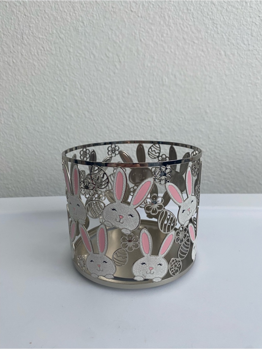 Bath & Body Works Silver Bunny Tea Light Holder with Pink Ears